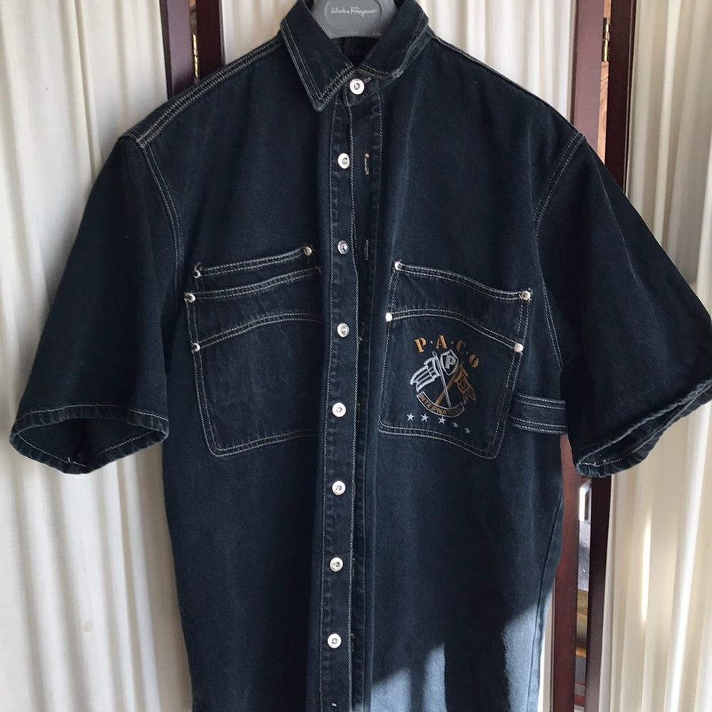 True vintage PACO jeans International heavy cotton jean shirt Sz M